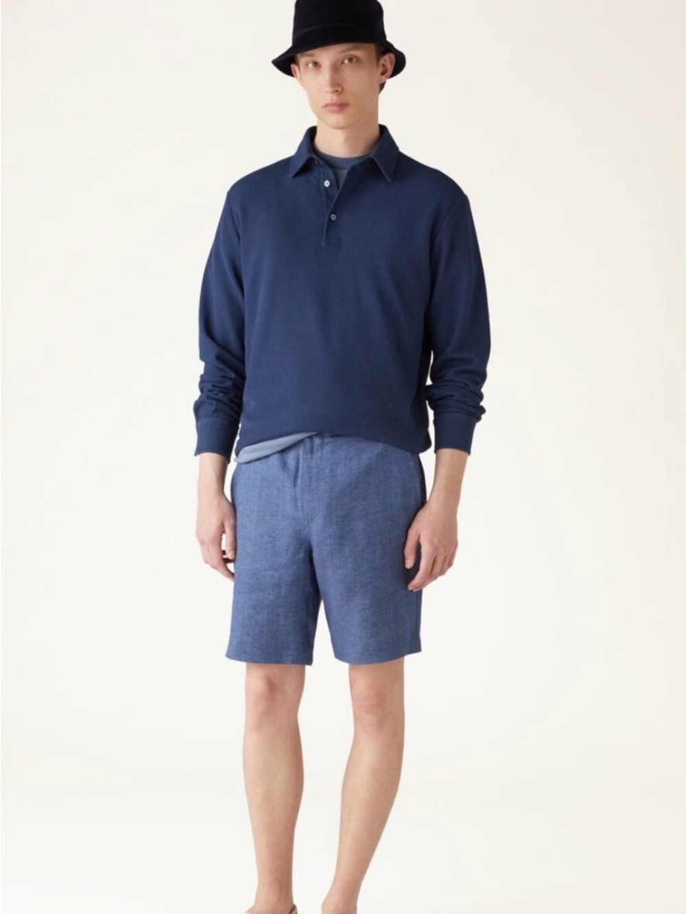 Loro Piana Dark Navy Long-Sleeve Polo Shirt